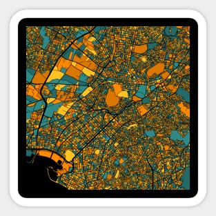 Athens Map Pattern in Orange & Teal Sticker